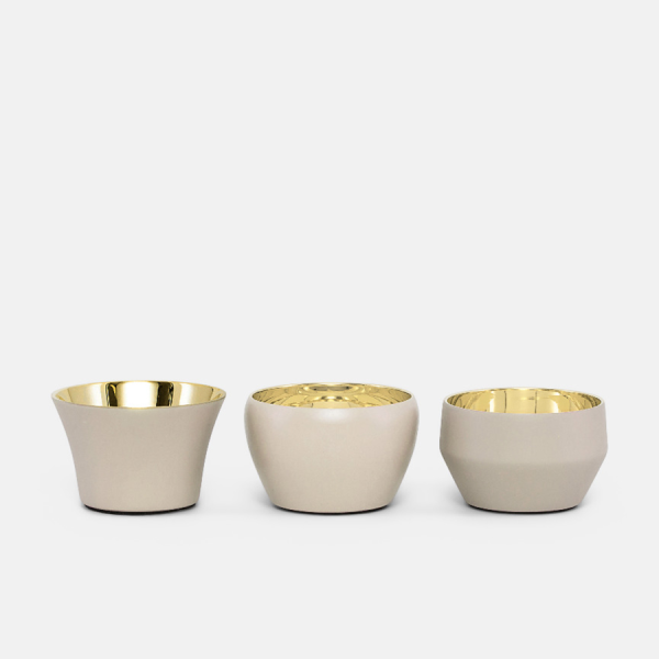 Skultuna Teelichthalter Kin 3er-Set, Beige