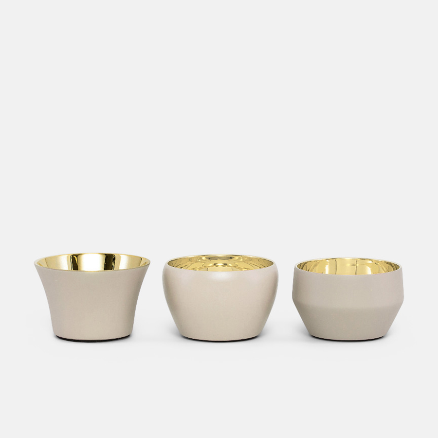 Skultuna Teelichthalter Kin 3er-Set, Beige