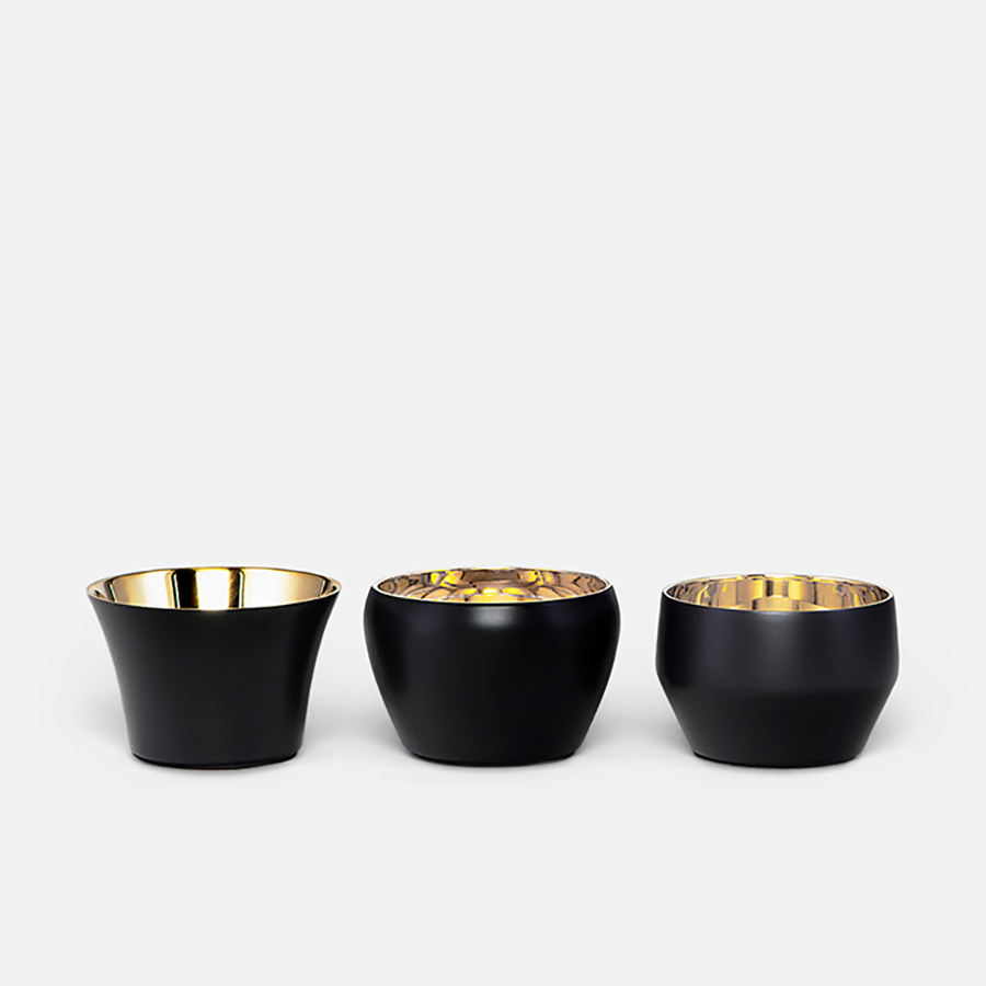 Skultuna Teelichthalter Kin 3er-Set, Schwarz