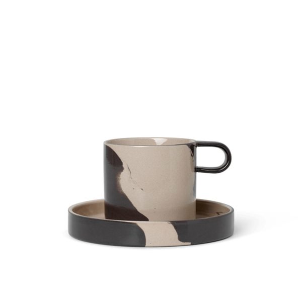Ferm Living - Inlay Steinzeug Becher mit Teller