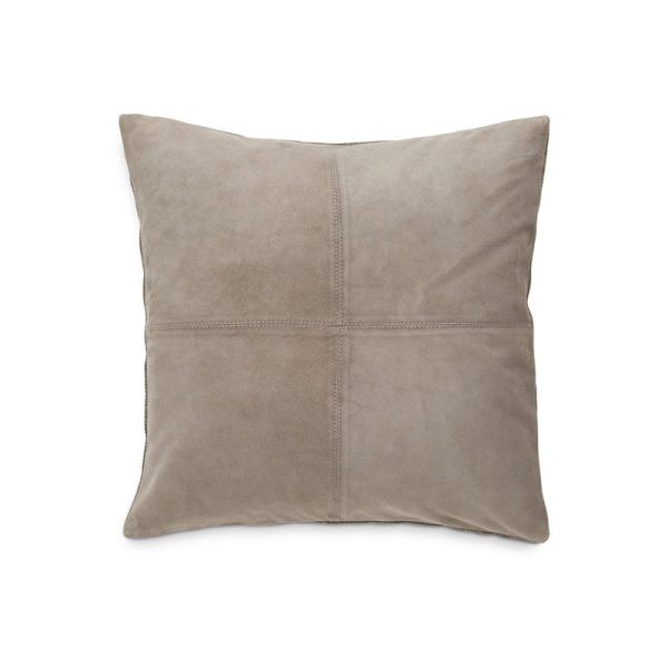 LUIZ Lederkissen SUEDE Taupe, 40 x 40 cm
