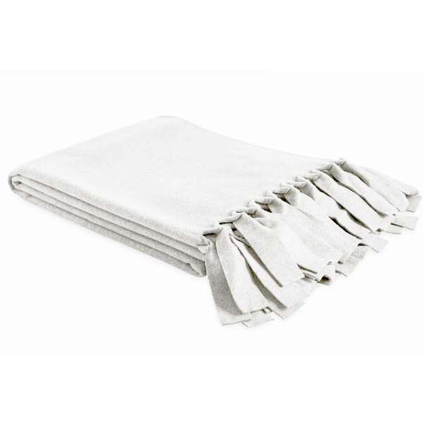 Plaid LOOP Weiss mit Fransen