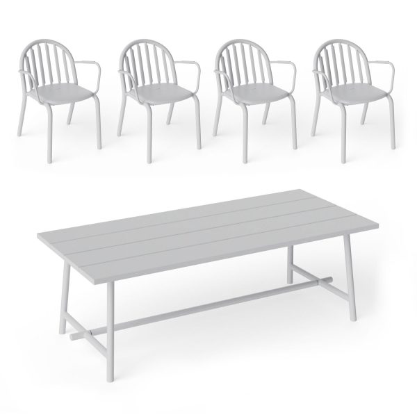 Fatboy - Fred's Outdoor Tisch 220 x 100 cm + Armlehnstuhl (4er Set)