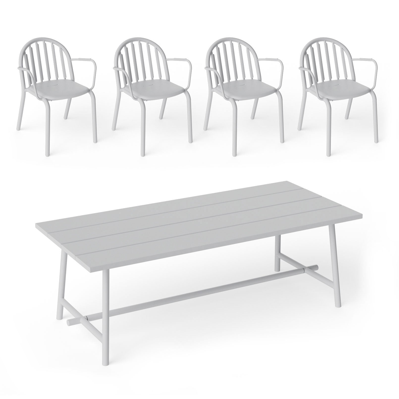 Fatboy - Fred's Outdoor Tisch 220 x 100 cm + Armlehnstuhl (4er Set)