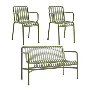 HAY - Palissade Dining Bench + 2x Armlehnenstuhl