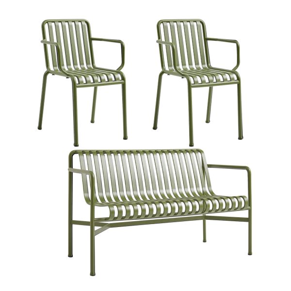 HAY - Palissade Dining Bench + 2x Armlehnenstuhl