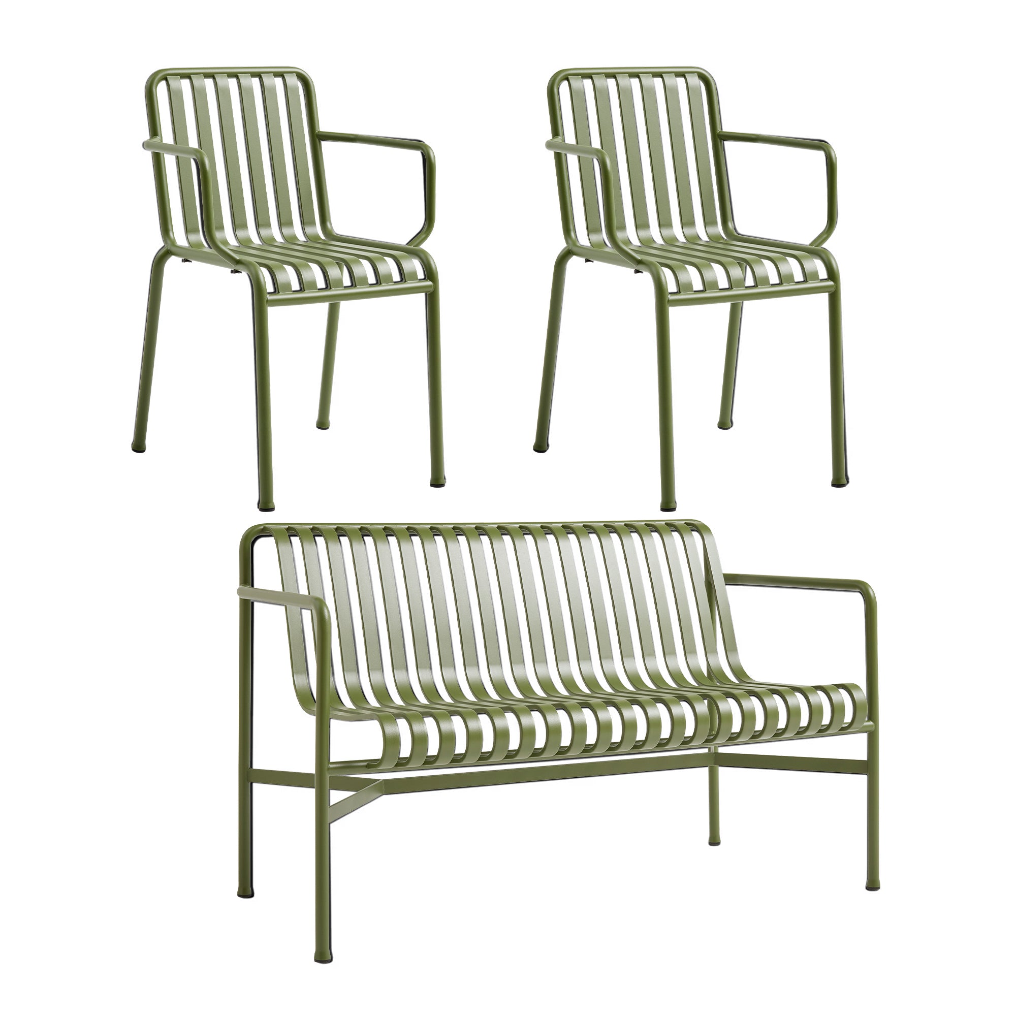 HAY - Palissade Dining Bench + 2x Armlehnenstuhl