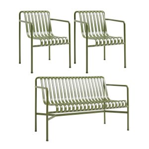 HAY - Palissade Dining Bench + 2x Dining Armchair