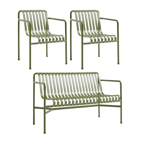 HAY - Palissade Dining Bench + 2x Dining Armchair