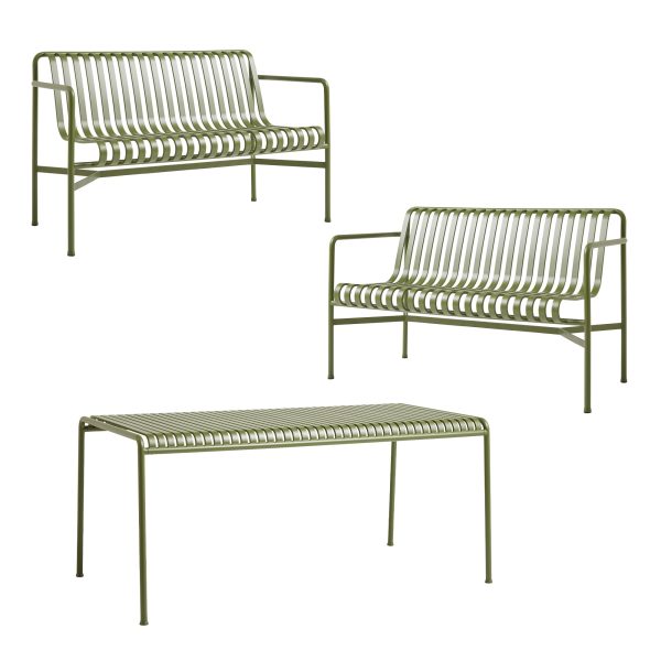 HAY - Palissade Tisch + 2x Dining Bench