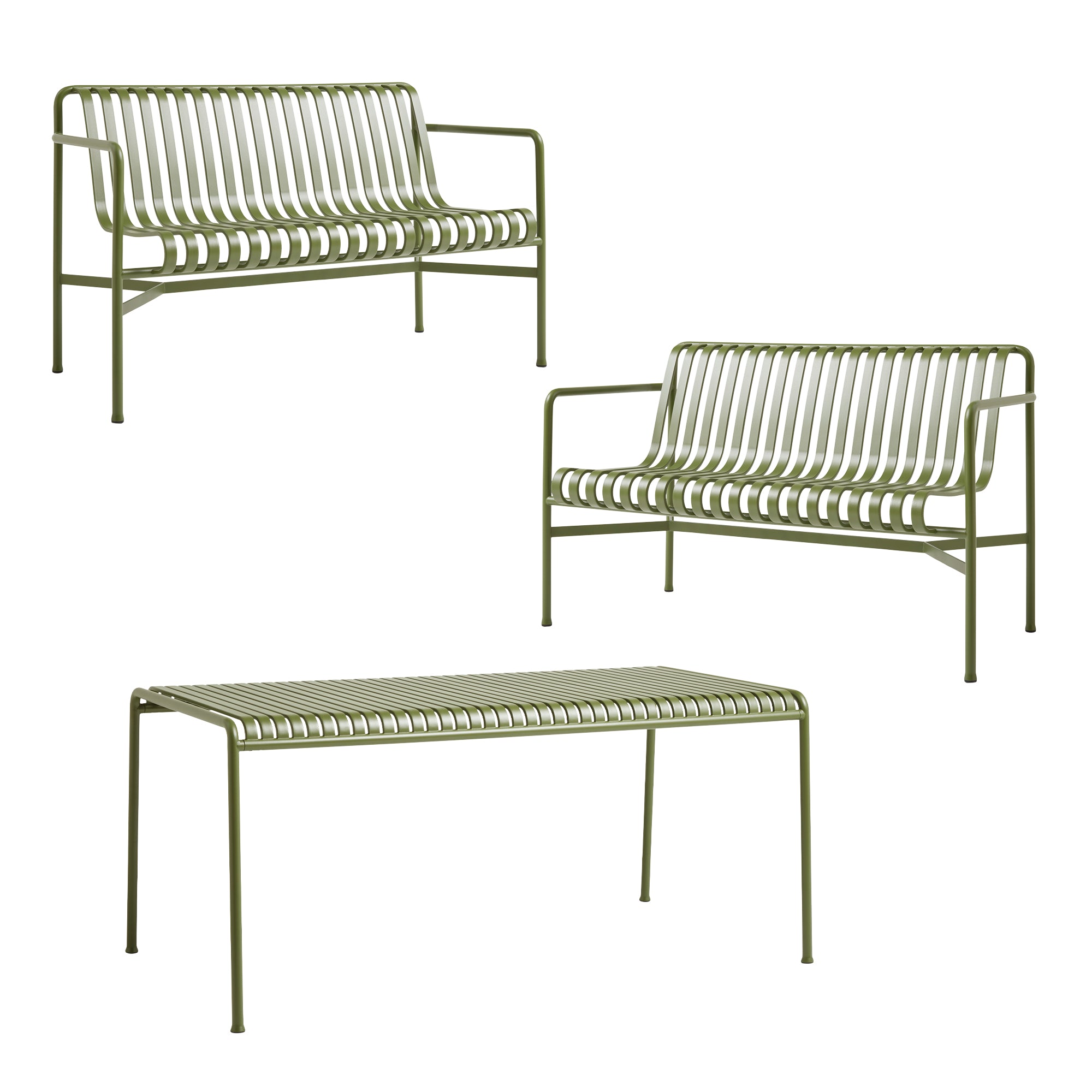 HAY - Palissade Tisch + 2x Dining Bench