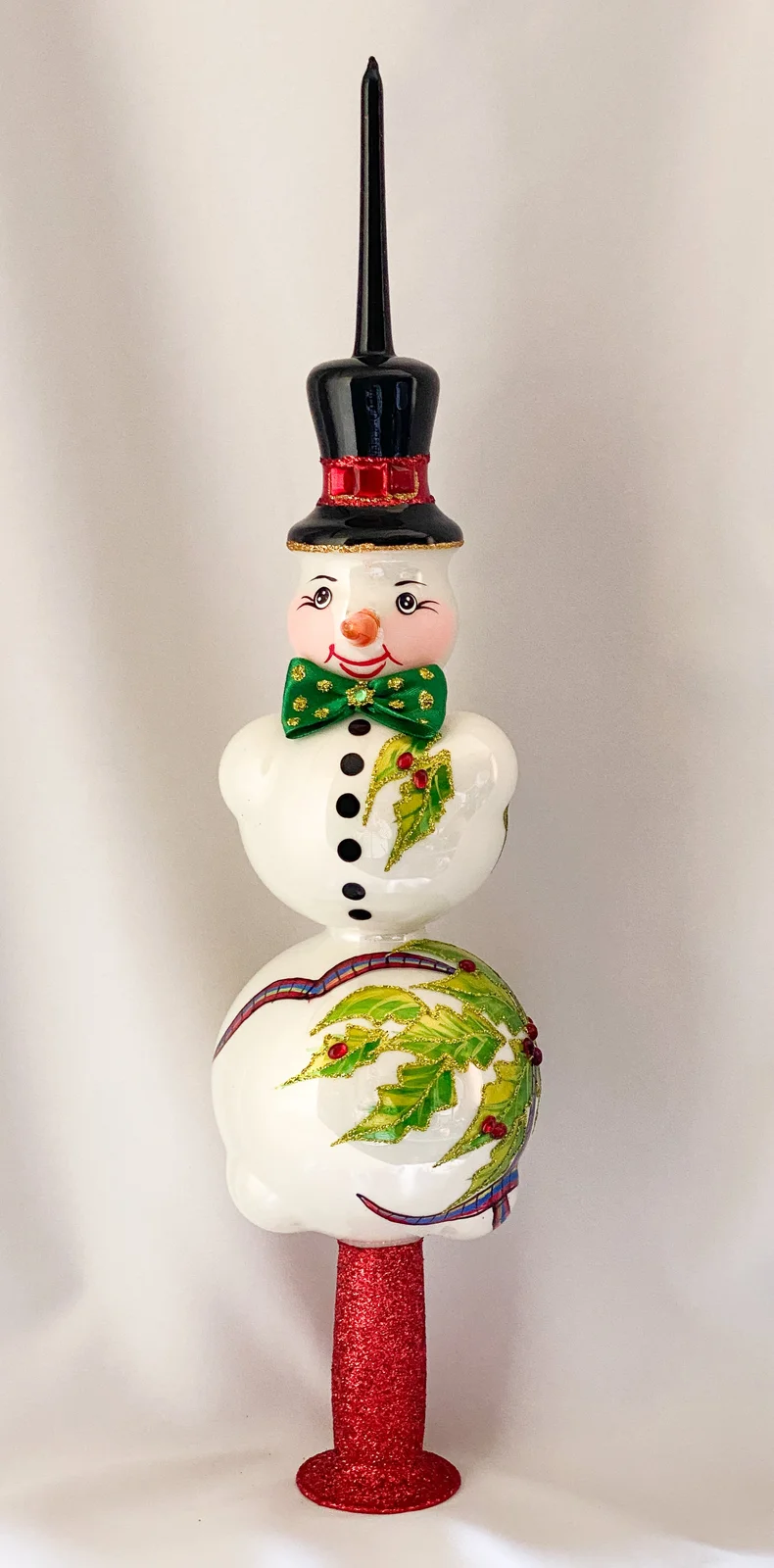 Wiktoria Spitze mit Schneemann und Ilex Dekor