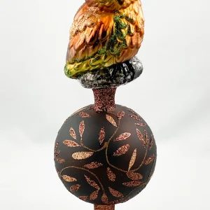 Inge-Glas Christbaumspitze mit brauner Kugel und Eule