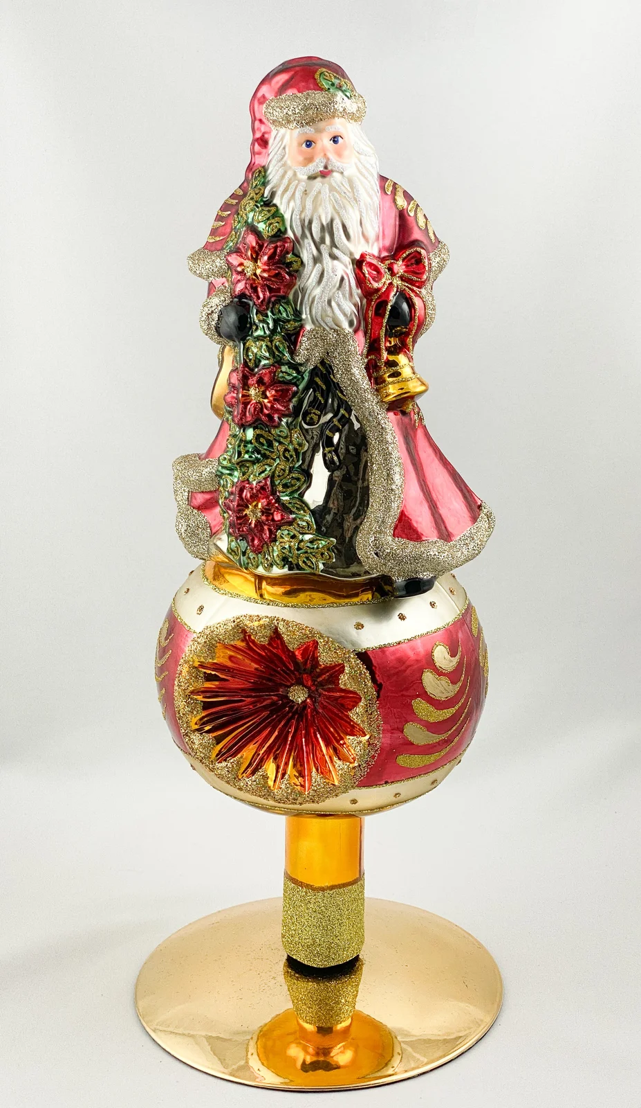 Glassware Christbaumspitze Santa mit Weihnachtsstern auf Reflexkugel