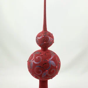 GMC Samtig dunkelrote Christbaumspitze mit Rankenmotiv