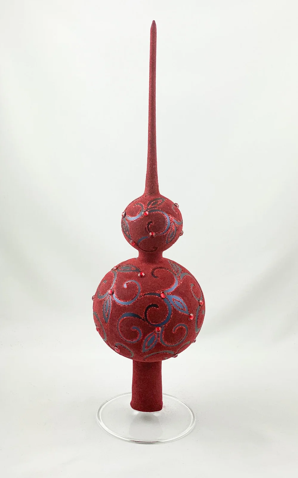 GMC Samtig dunkelrote Christbaumspitze mit Rankenmotiv