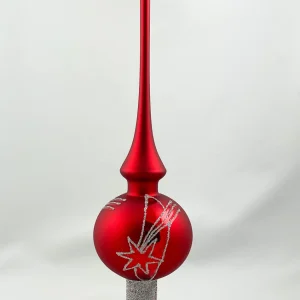 Thüringer Christbaumspitze rot mit silbernem Sternenschweif
