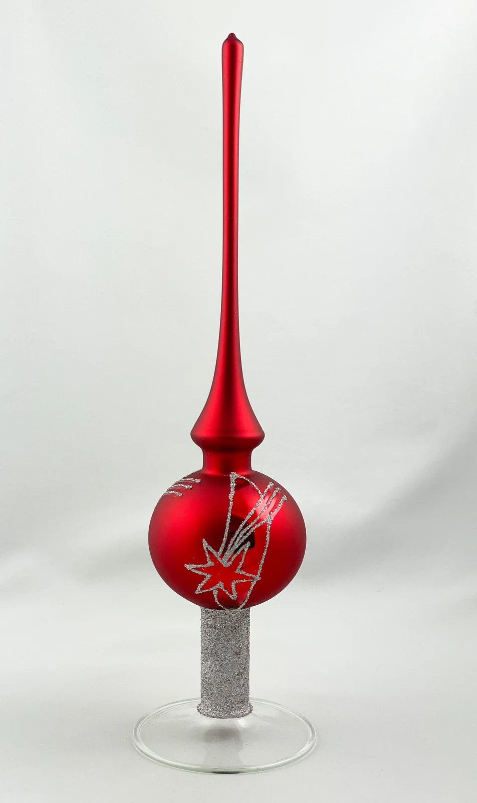 Thüringer Christbaumspitze rot mit silbernem Sternenschweif