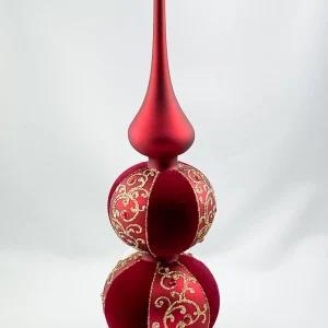 Dagmara Christbaumspitze rot mit goldenem Dekor