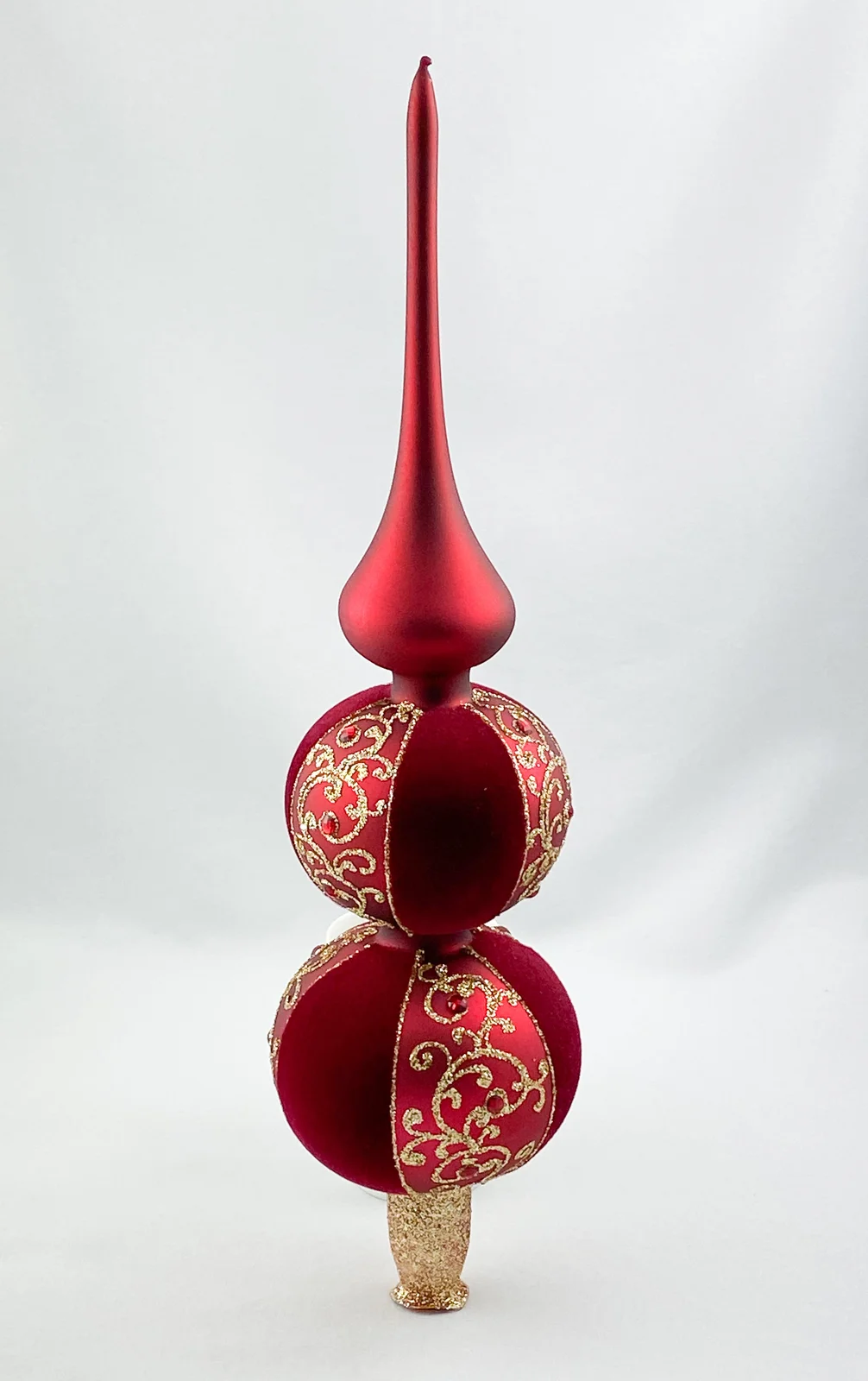 Dagmara Christbaumspitze rot mit goldenem Dekor