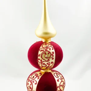 Dagmara Christbaumspitze rot mit goldenem Dekor und goldener Spitze