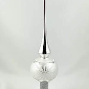 Thüringer Baumspitze Silber mit weissem Blüten-Motiv