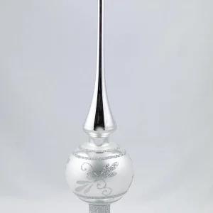 Thüringer Baumspitze Silber mit silbernem Glitzer
