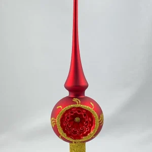 Thüringer Rote Baumspitze mit Reflex und goldenem  Dekor