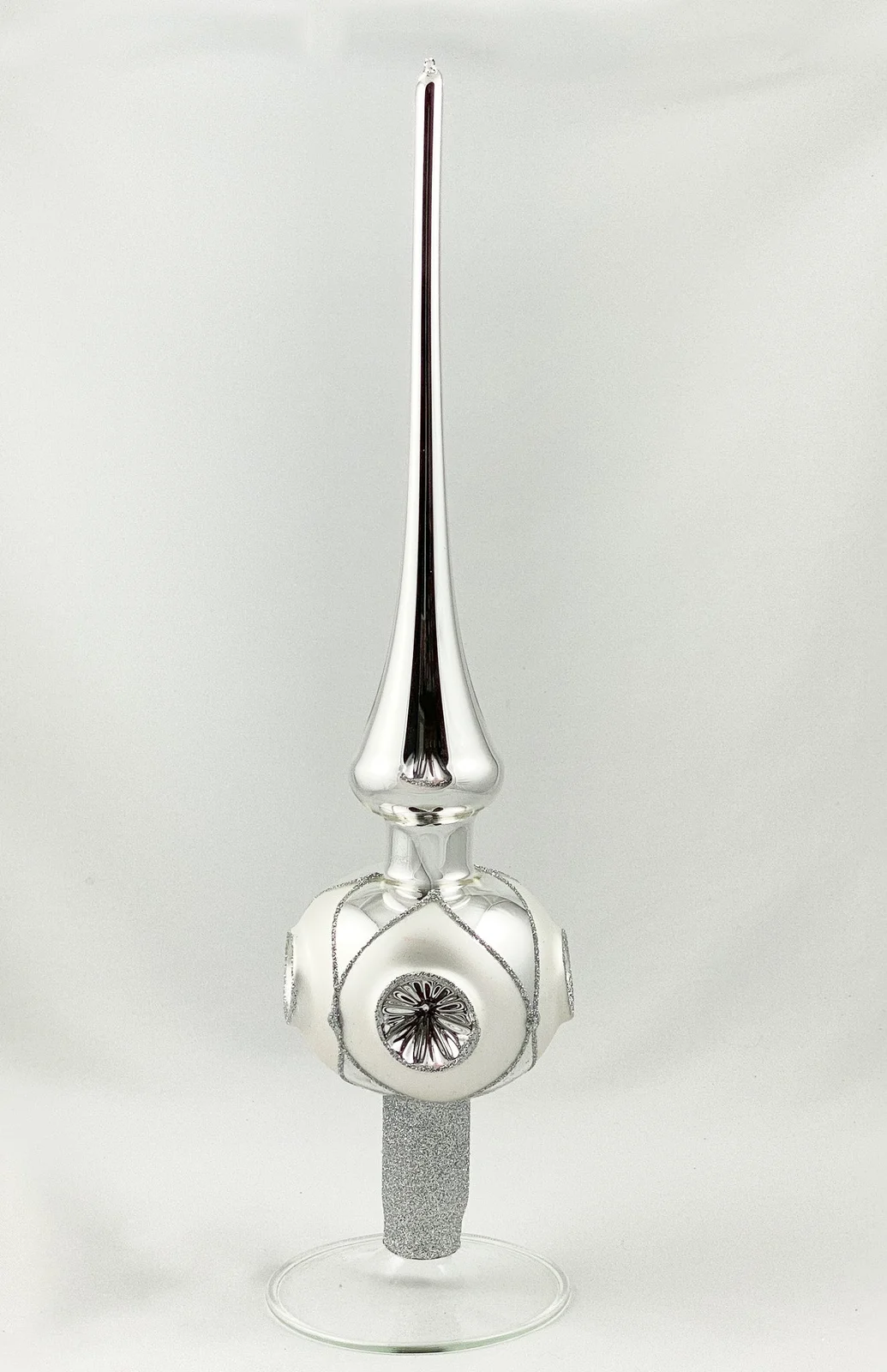 ANVA Silberne Christbaumspitze mit 4 Reflex