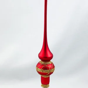 ANVA Kleine Spitze Rot, matt mit goldenem Dekor