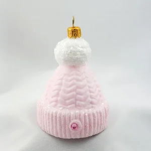 GMC Rosa Strick-Mütze mit weissem Bommel