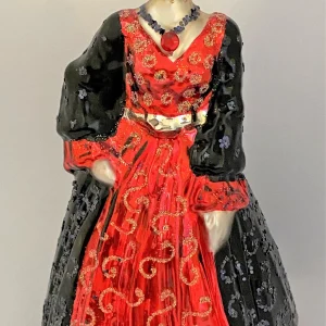 GMC Langes breites rot schwarzes Kleid