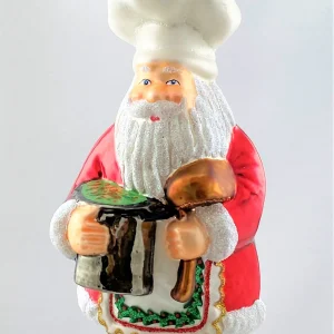 Glassware Santa kocht einen grossen Topf Suppe