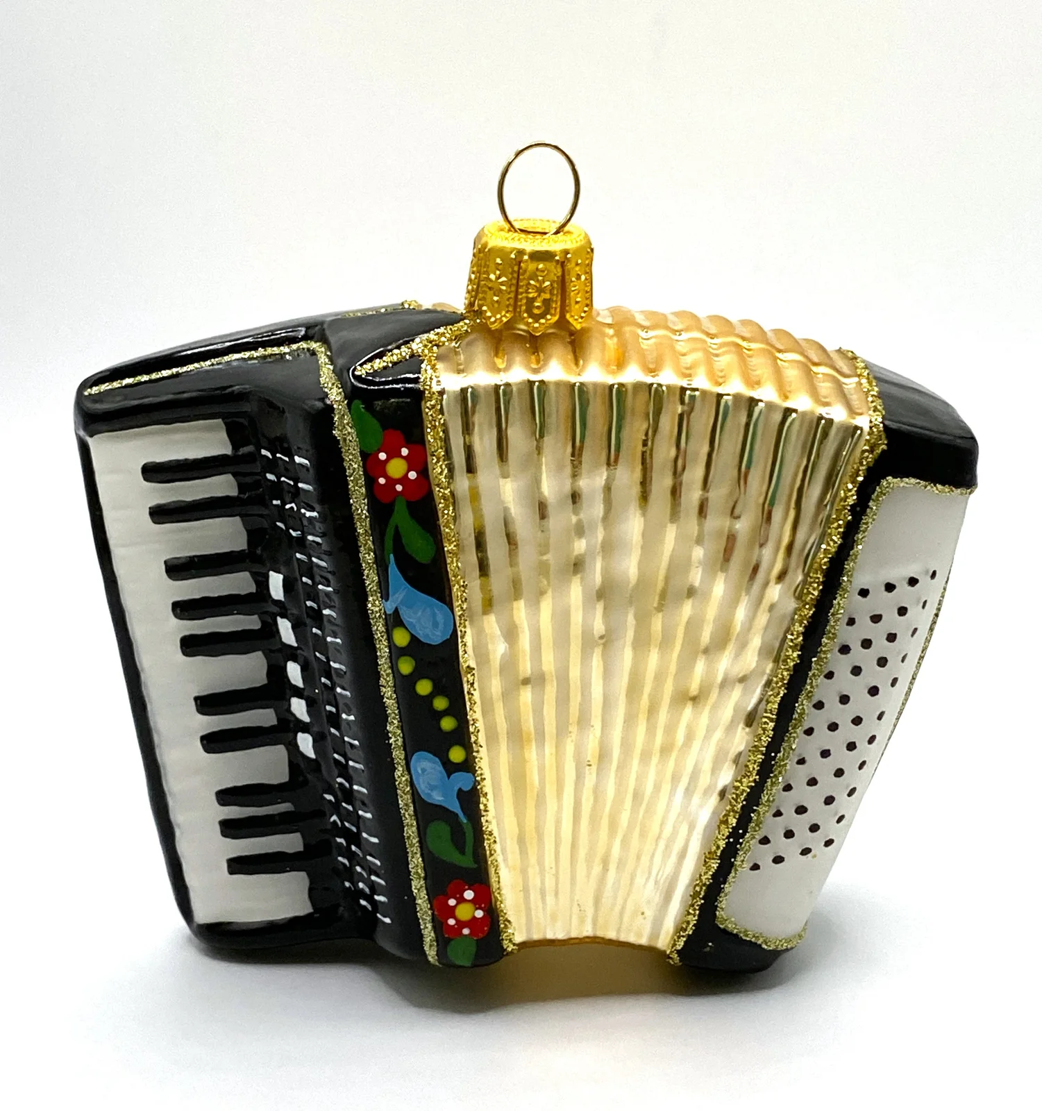 Hanco Schwarze Handorgel mit Blumendekor