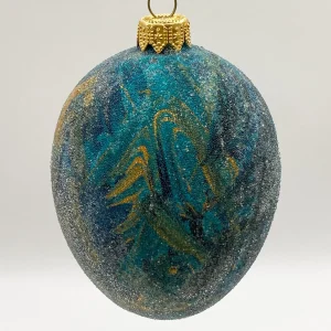 Dagmara Faberge-Ei dunkles Petrol mit Gold-Dekor