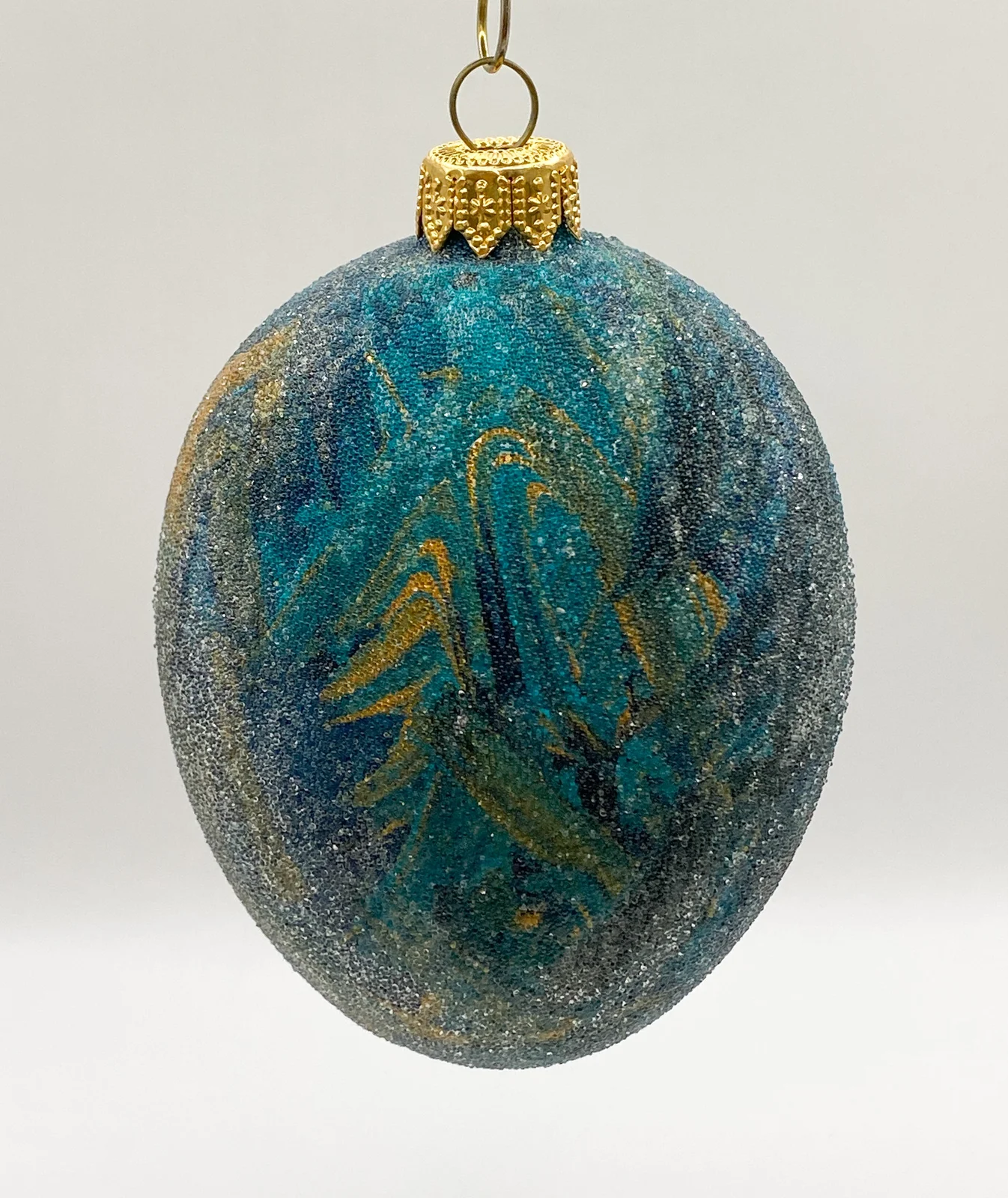 Dagmara Faberge-Ei dunkles Petrol mit Gold-Dekor