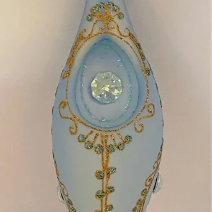 GMC Zapfenform hellblau mit Gold-Dekor und Schmucksteinen