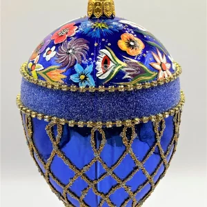 Impuls Blaue Ei-Form im Barockstil mit hübschem Blumendekor