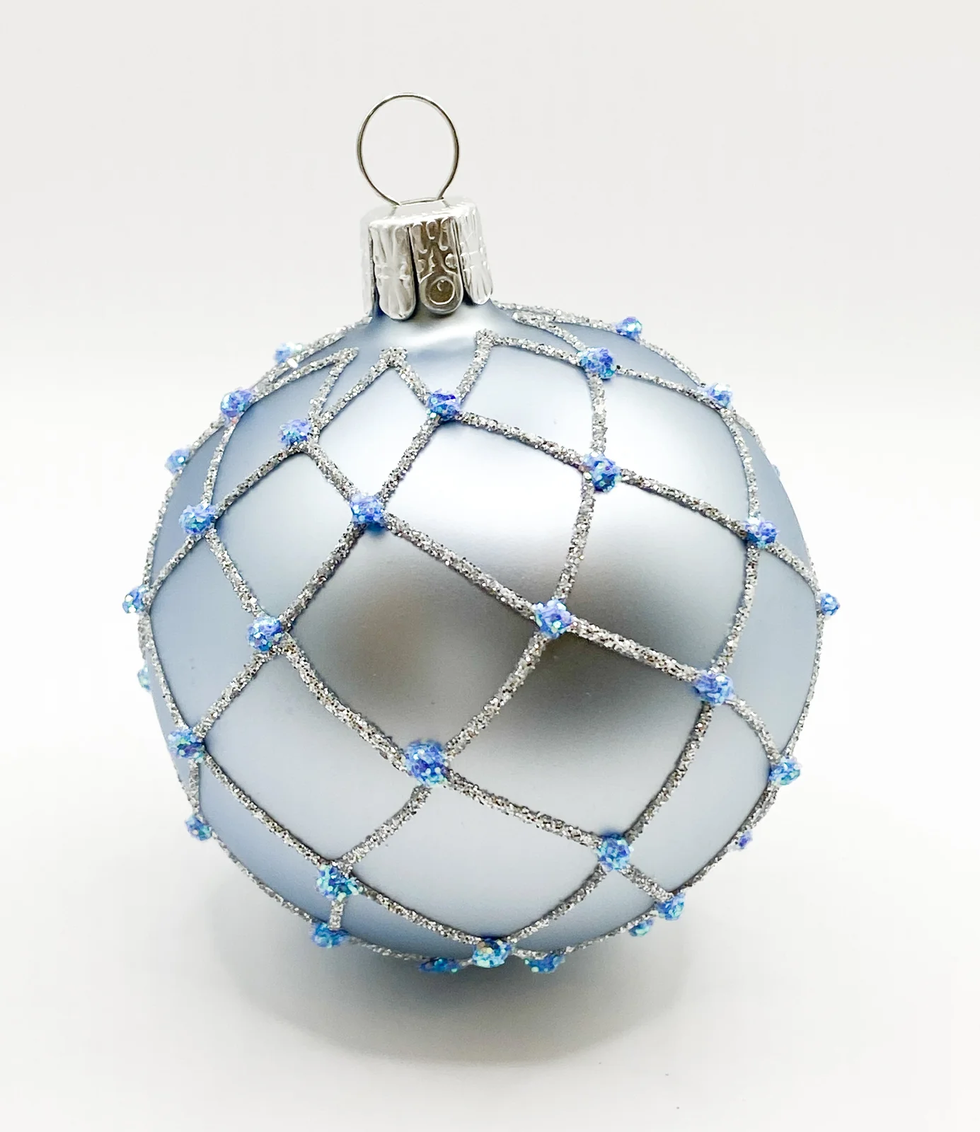 Ornex Hellblaue Kugel mit Gittermuster