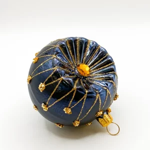 GMC Dunkelblaue Kugel mit goldenem Sternendekor