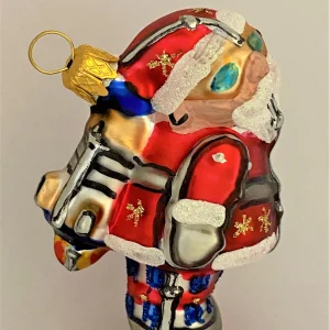Glaspol Santa mit Raketenantrieb