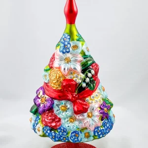 Wiktoria Sommer-Blumenbaum mit roter Schleife und vielen Blüten