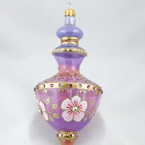 GlitterLab Stundenglas Form in lavendel und lila mit rosa Blüten und Glitzersteinen, GlitterLab