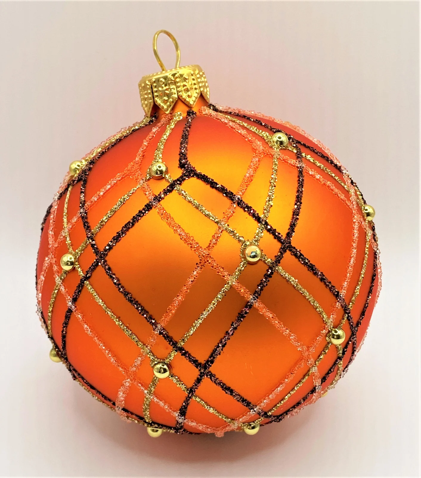 Dagmara Kugel orange mit Streifen-Dekor