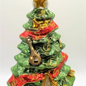 Glassware Weihnachtsbaum mit Instrumenten und Musiknoten geschmückt