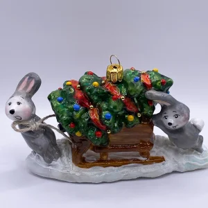 Komozja Die Häschen transportieren den Weihnachtsbaum auf dem Schlitten, KOMOZJA MOSTOWSKI