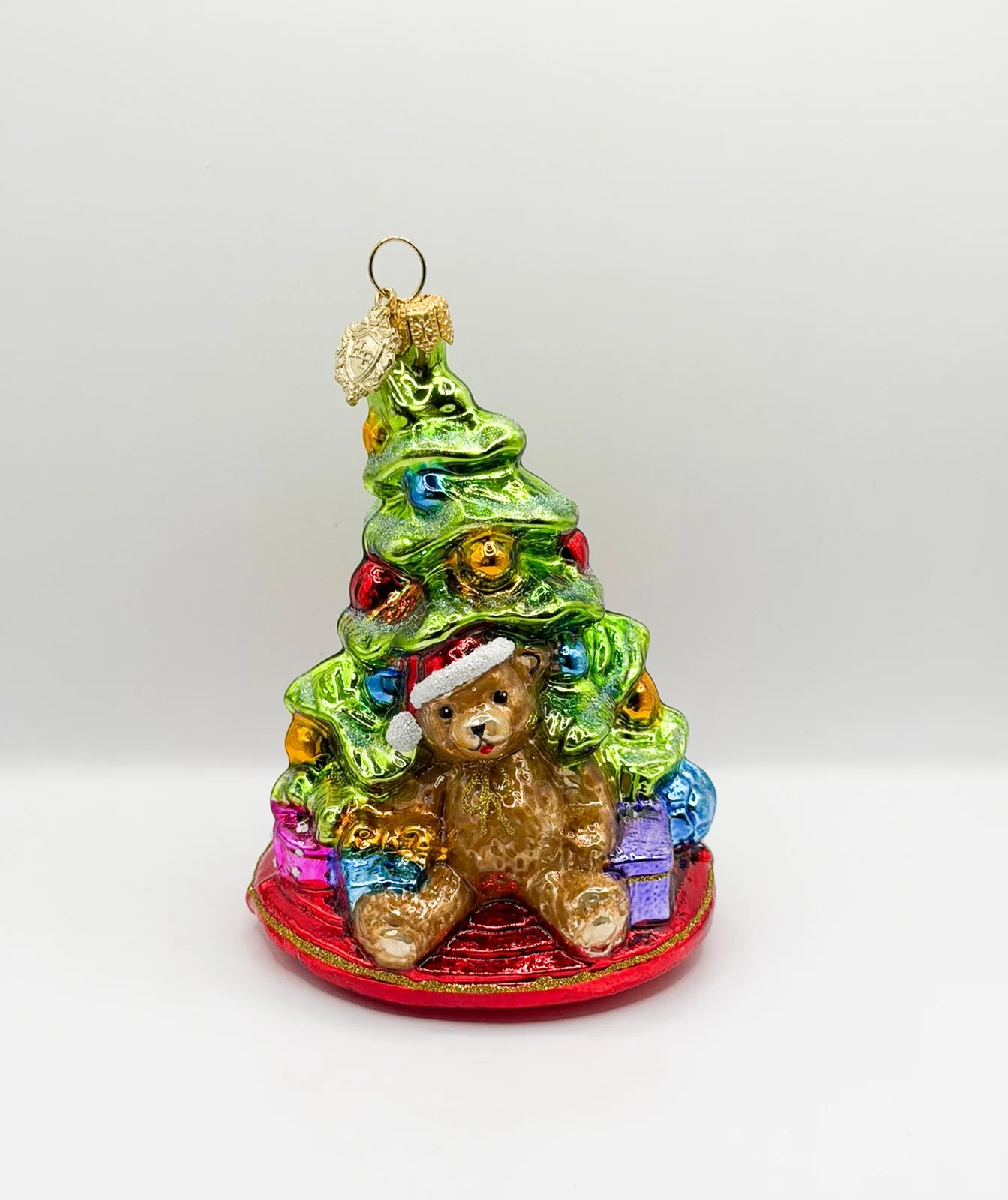 Glassware Kleiner Christbaum mit braunem Teddybär