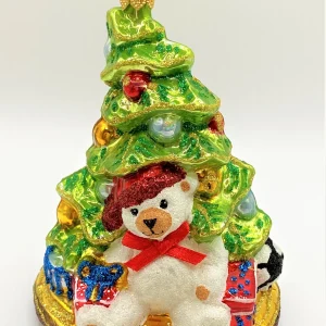Glassware Kleiner Christbaum mit weissem Teddybär