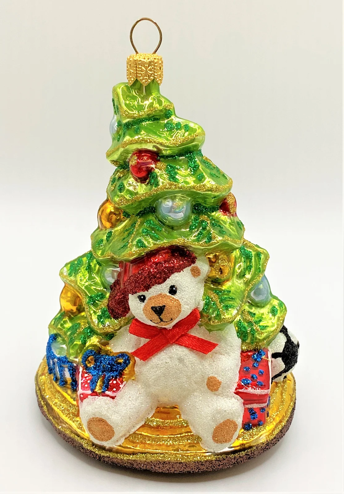 Glassware Kleiner Christbaum mit weissem Teddybär