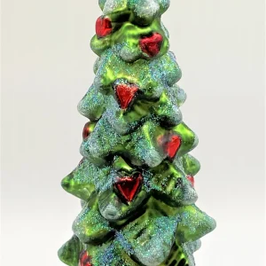 Koronex Schmaler dunkelgrüner Weihnachtsbaum mit roten Herzen dekoriert